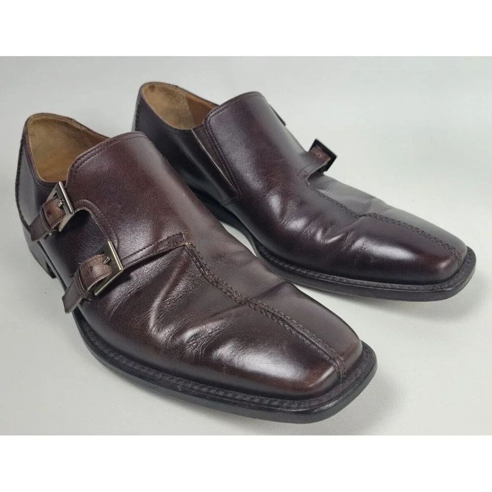 Mezlan‎ Mens Brown Leather Split Toe Double Monk Strap Dress Shoes Spain 8.5 M