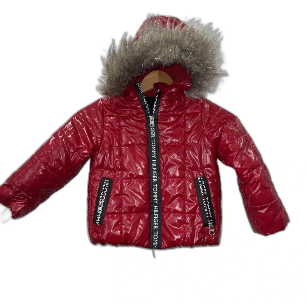 Tommy Hilfiger Jacket With Fur Hood Toddler Girls Size 4 !