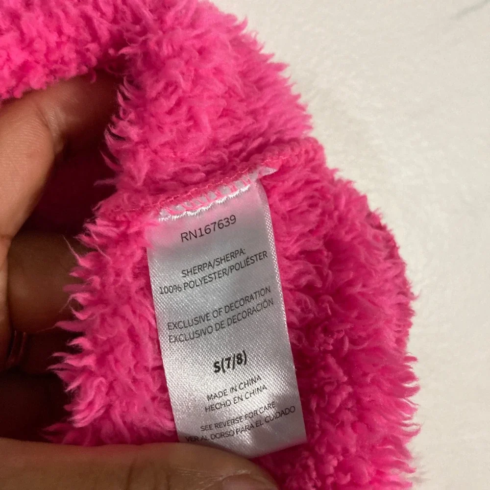 Betsey Johnson Hoodie Kids 7/8 Pink ‎ Sherpa Sequin Colorblock ZIP UP