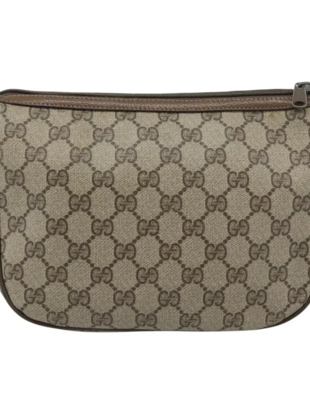 GUCCI GG Supreme Web Sherry Line Bag PVC Beige Gold 89 02 032 Auth 187818