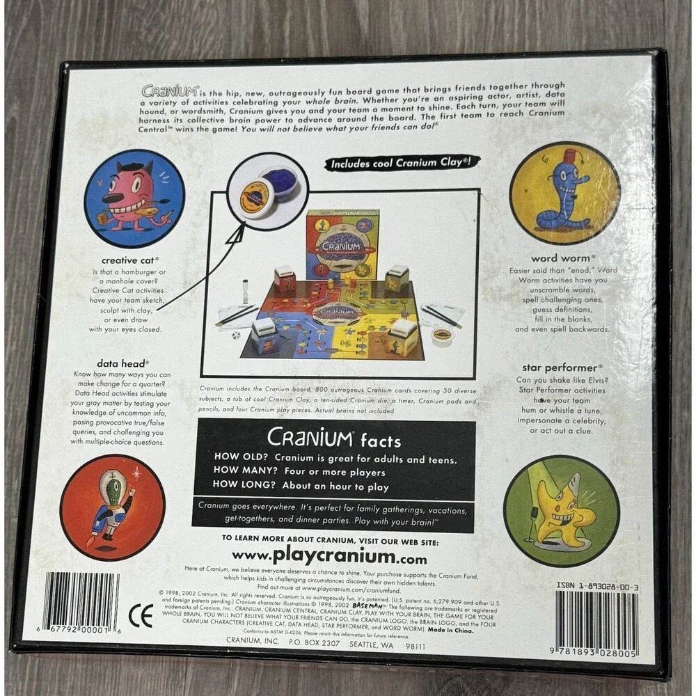Cranium Board Game Team Play Family Night Y2K Nostalgia VTG 2002 Gary‎ Baseman