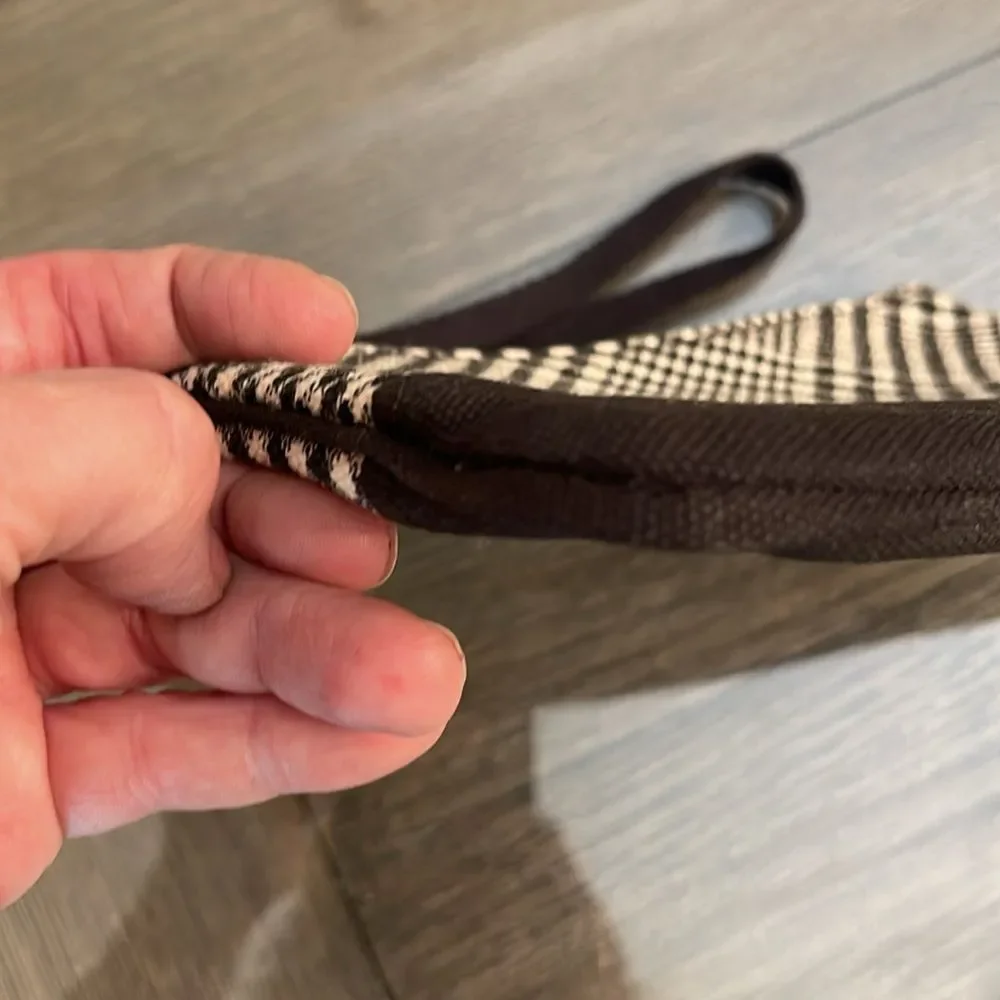 Lands’ End Canvas Zipper Pouch - Wristlet Black & White Plaid