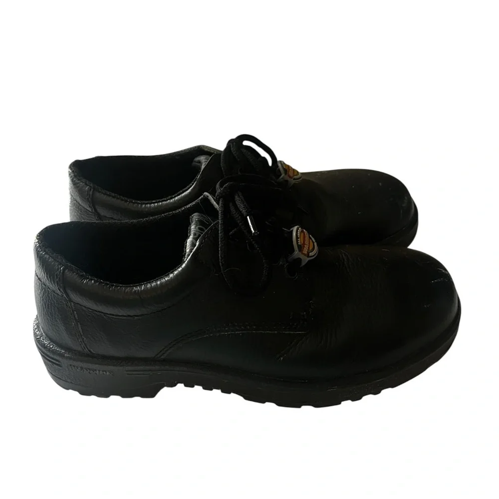 Warrior Black Leather Safety Steel Toe Shoes Sz 8