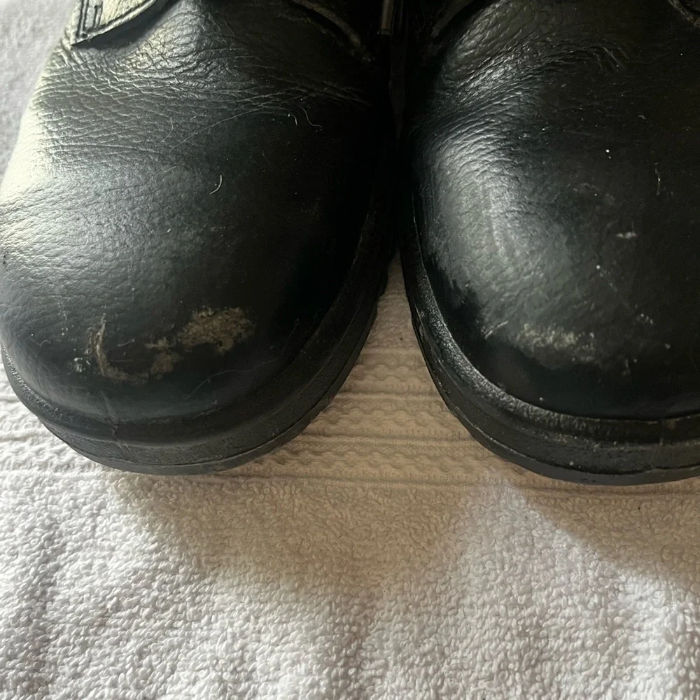Warrior Black Leather Safety Steel Toe Shoes Sz 8