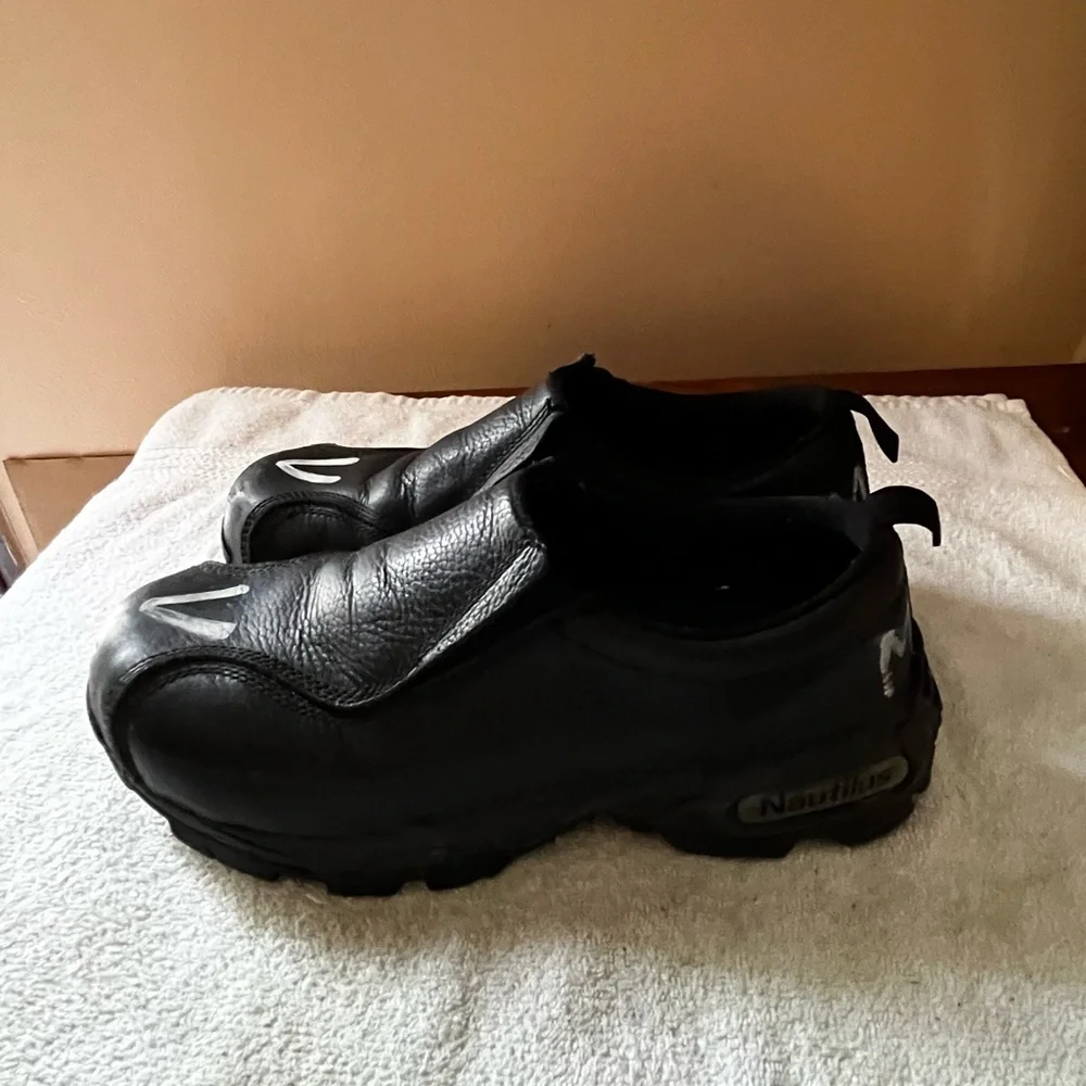 Nautilus Imperfection Black Leather Steel Toe Shoes Sz 10