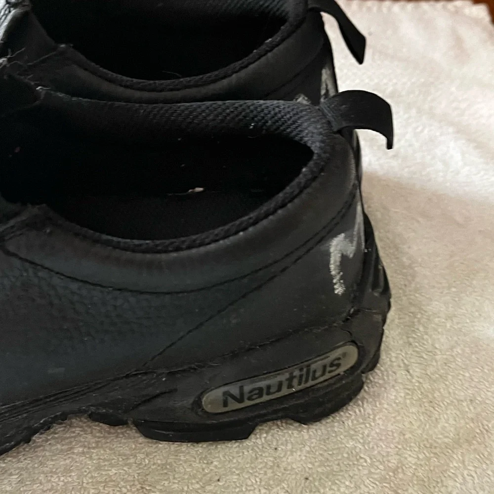 Nautilus Imperfection Black Leather Steel Toe Shoes Sz 10