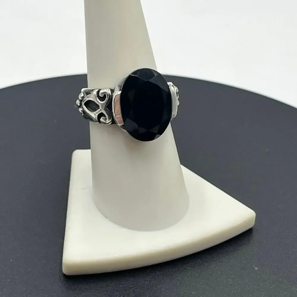 Silpada 925 Sterling‎ Silver Black Chalcedony Ring Sz 8.5, 10.13 grams #R1410