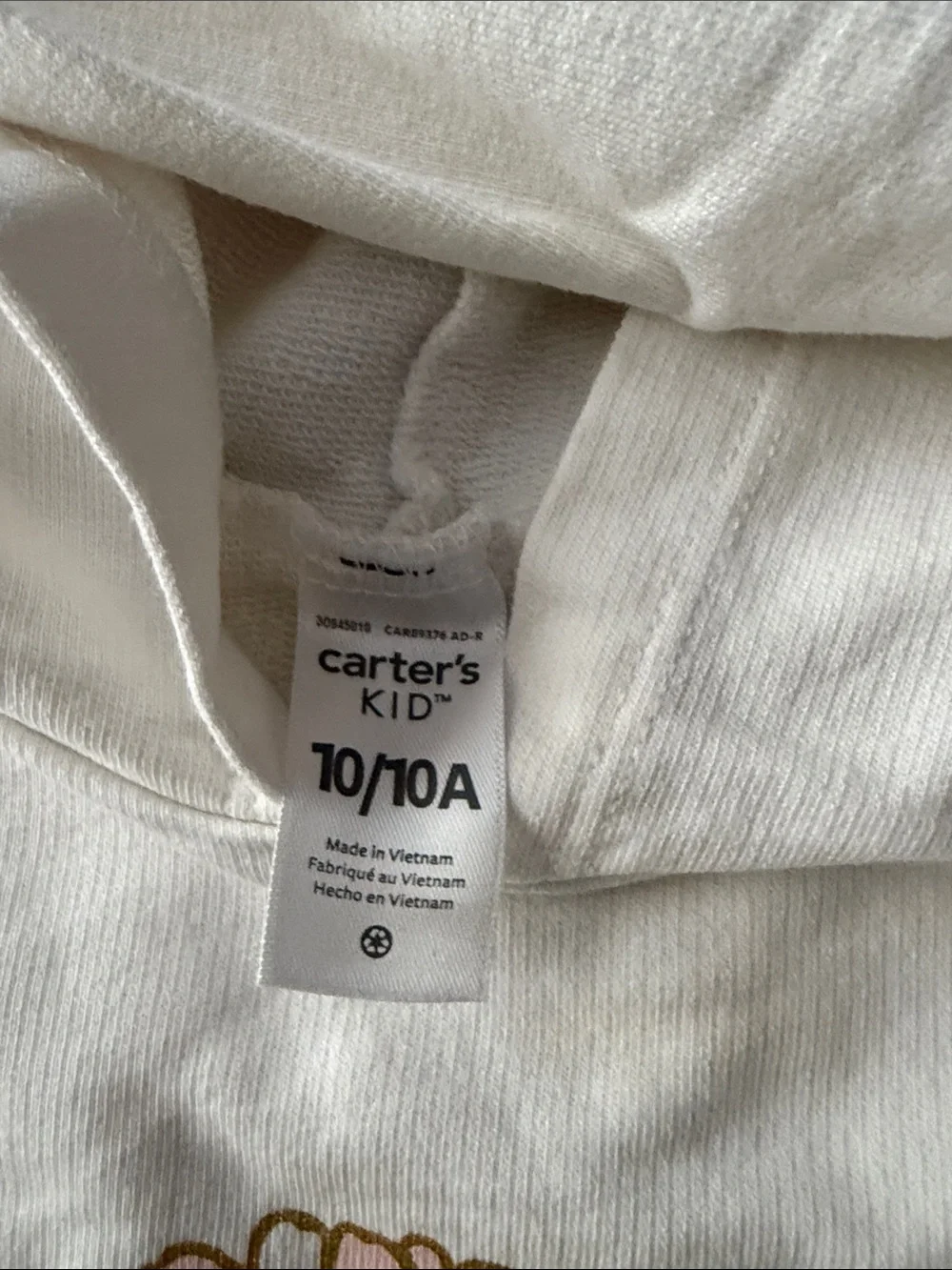 Carter's Cream Hoodie with Daisy Chest and Color-Block Sleeve Letters