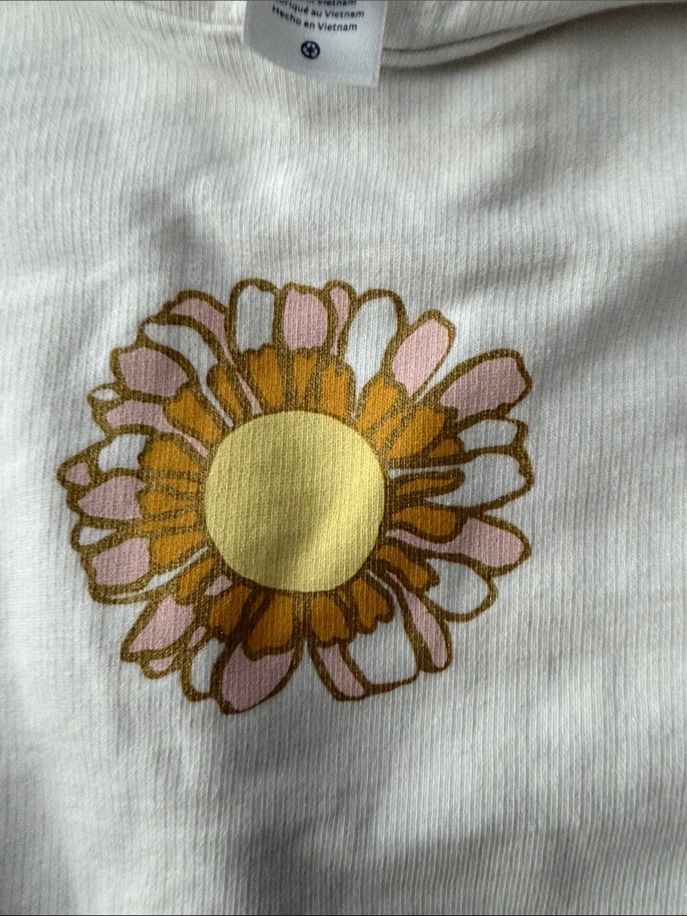 Carter's Cream Hoodie with Daisy Chest and Color-Block Sleeve Letters