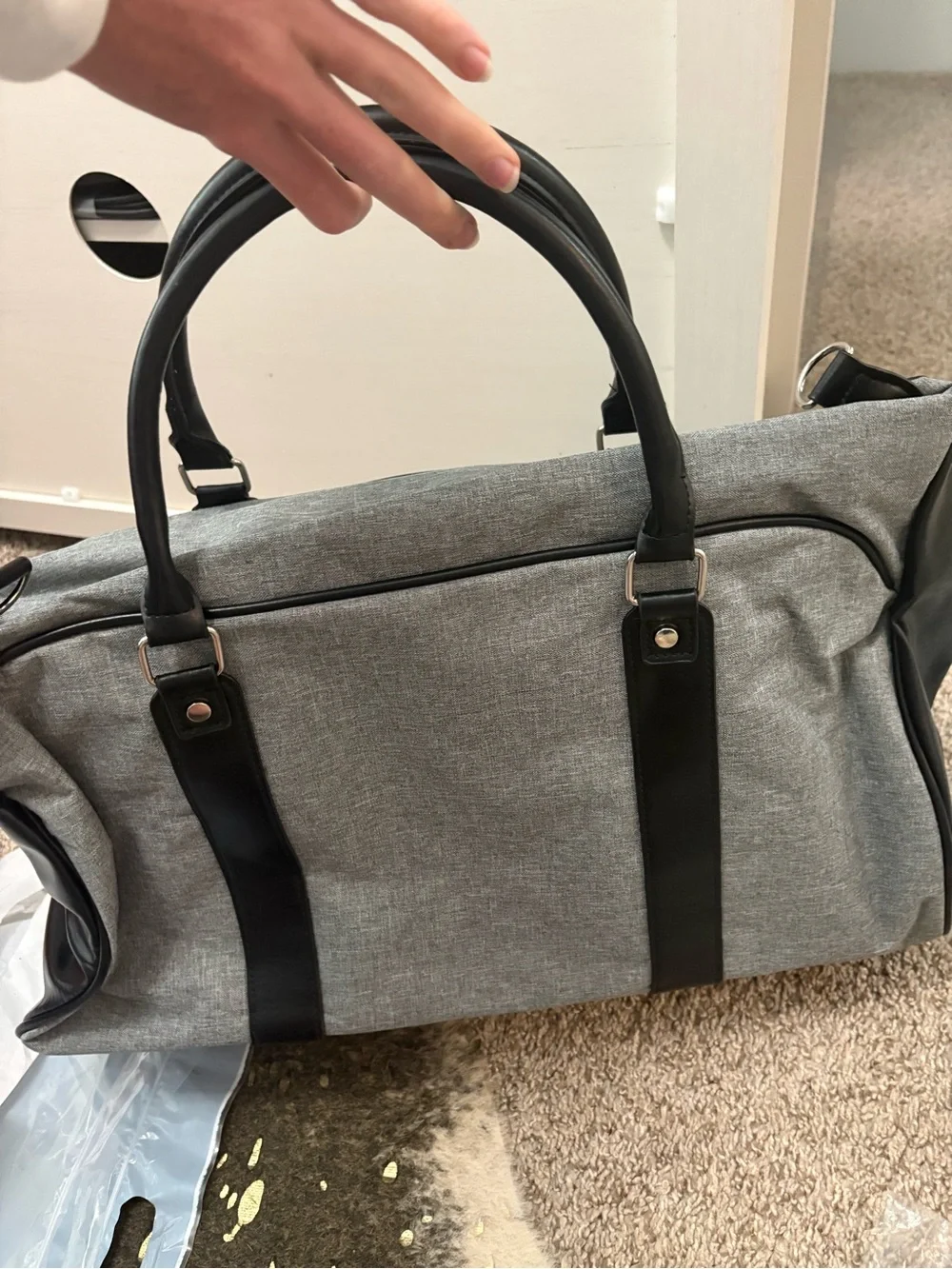 Gray & Black Travel Weekender Bag by