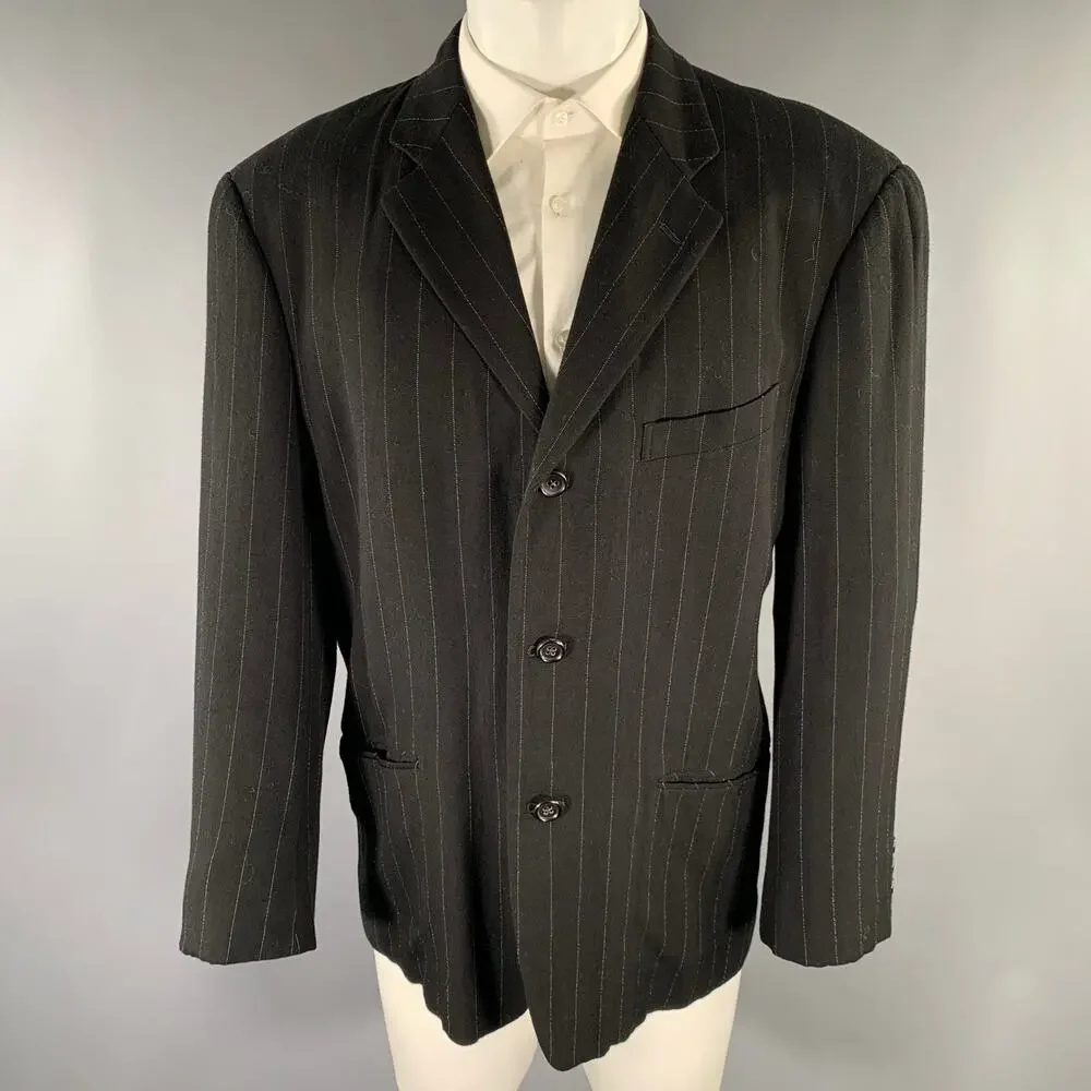 COMME des GARCONS HOMME PLUS Size S Black White Chalkstripe Sport Coat