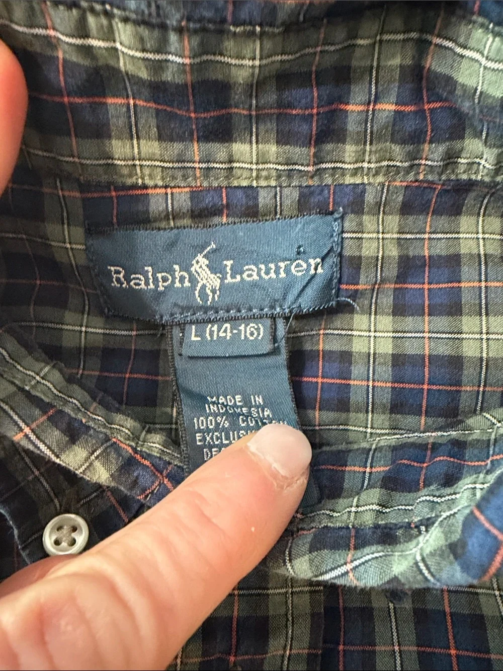 Ralph Lauren Green and Blue Plaid Button-Down Shirt