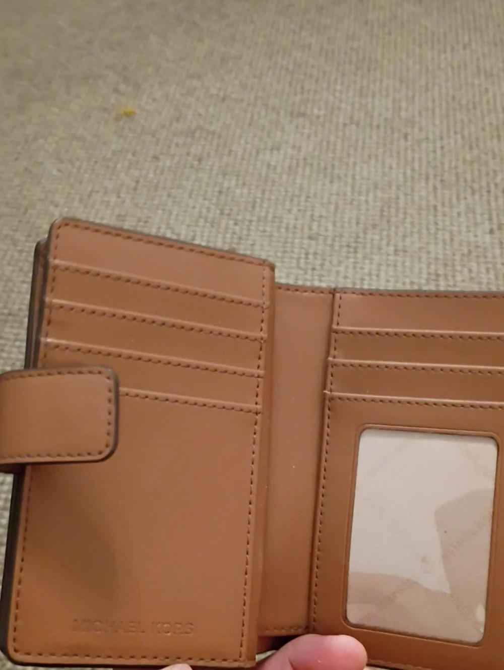 Michael Kors Tan Leather Zip Wallet with Gold Hardware