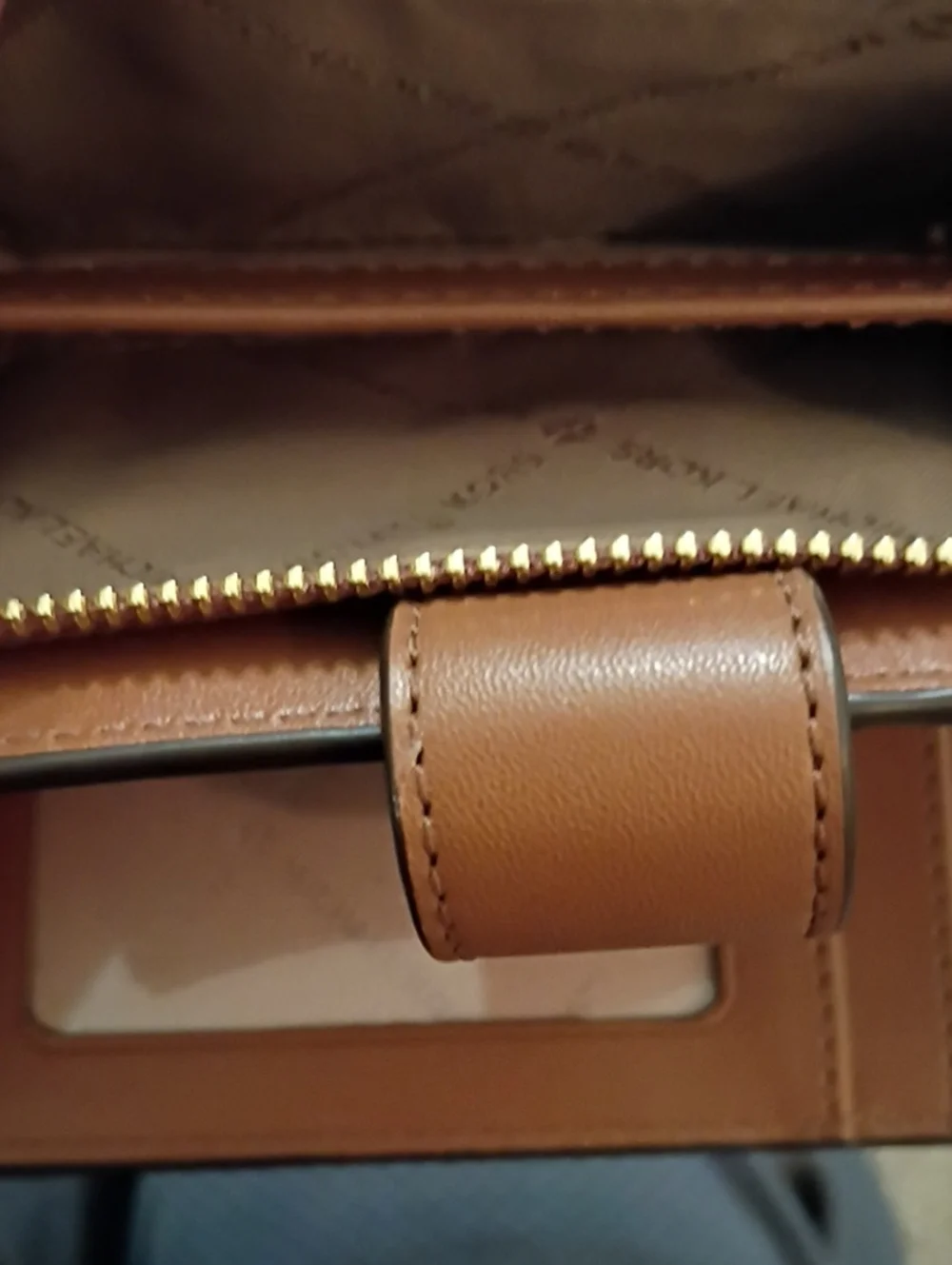 Michael Kors Tan Leather Zip Wallet with Gold Hardware