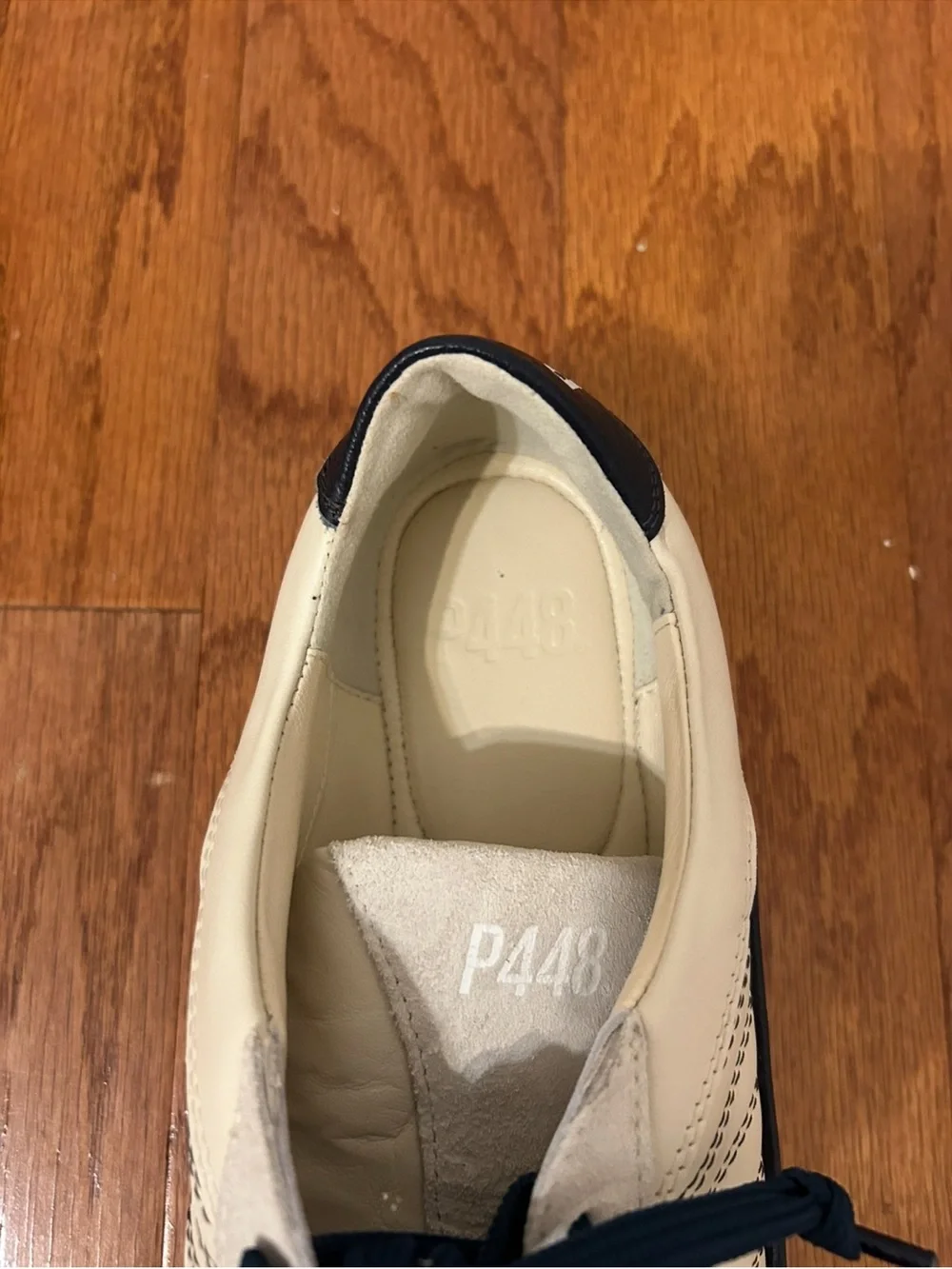 P448 John Sneakers White Navy Leather Suede Women's Size 39 Made in Italy