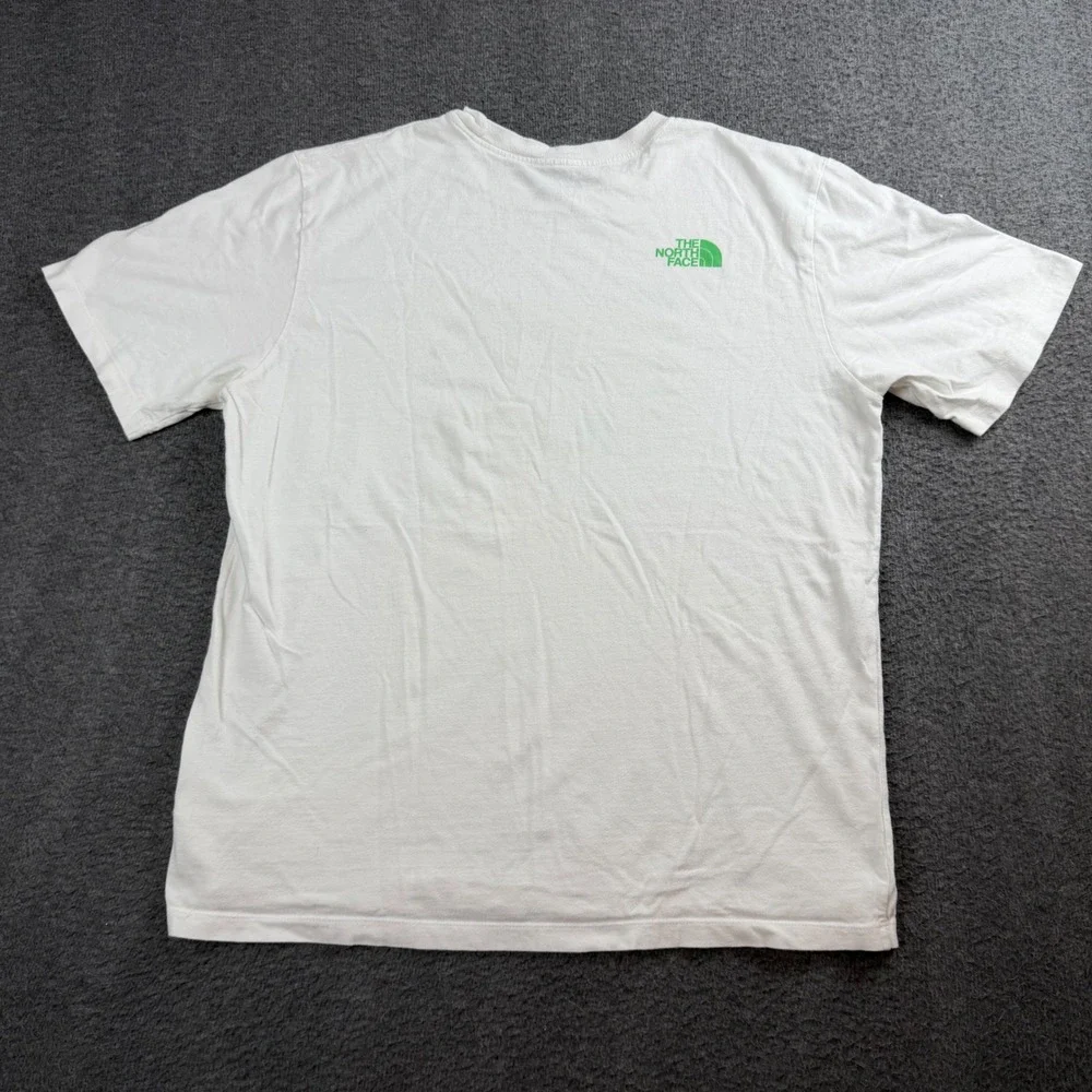 The North Face T-Shirt Men's Large White Green Graphic Logo Short Sleeve Tee
