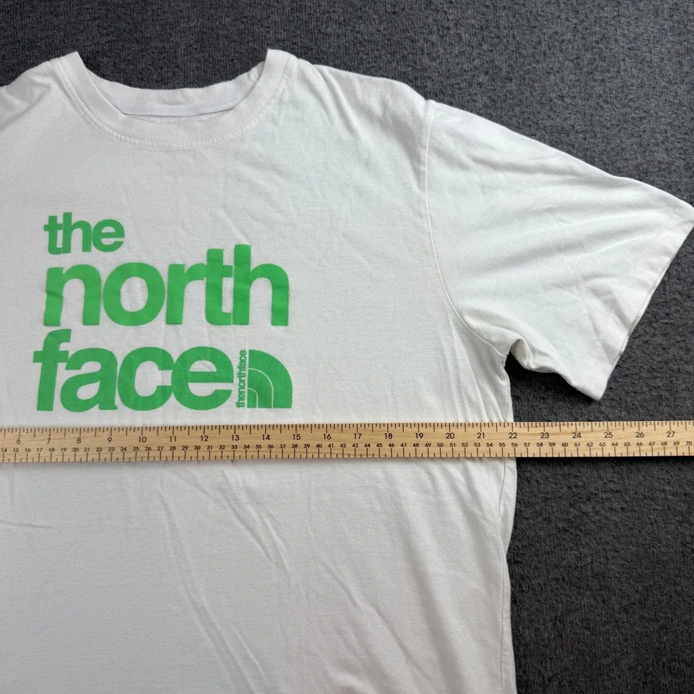 The North Face T-Shirt Men's Large White Green Graphic Logo Short Sleeve Tee