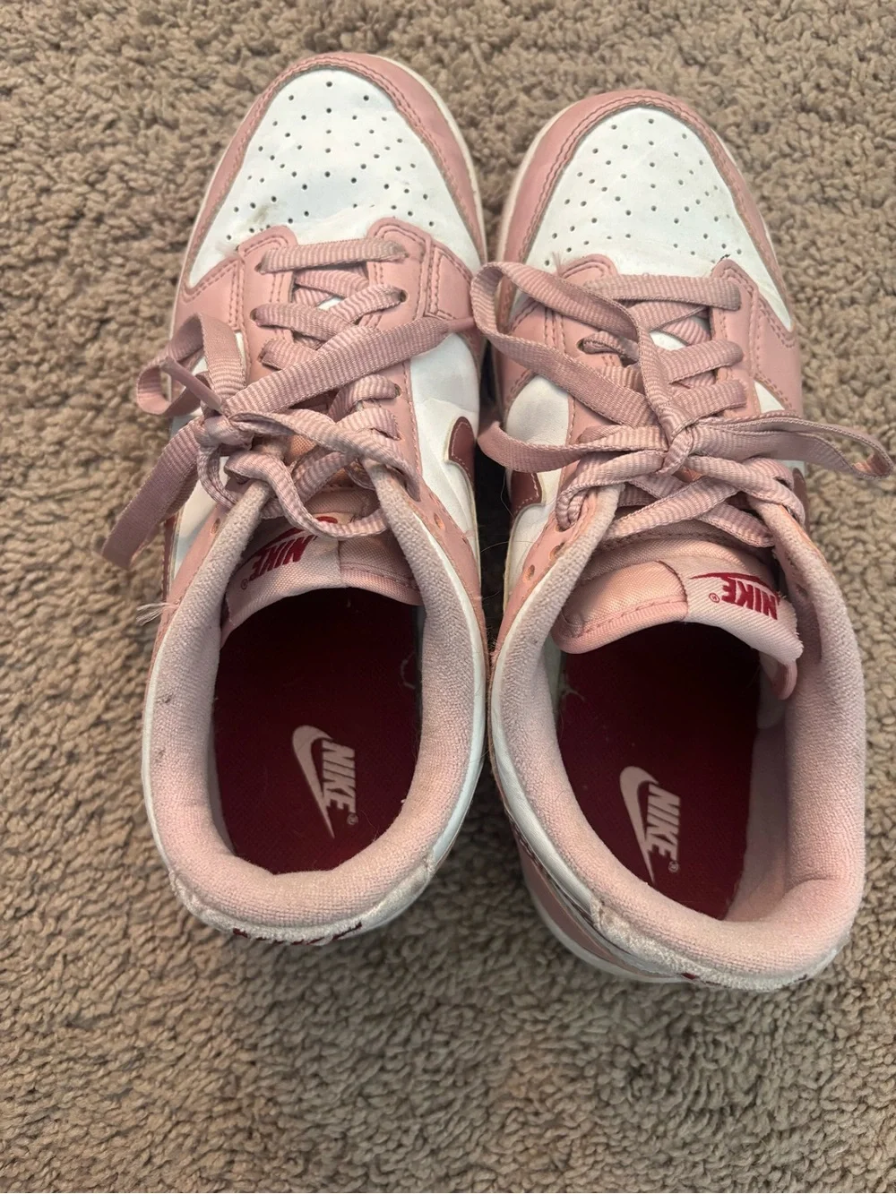 Nike Kids Pink, White & Red Low-Top Sneakers