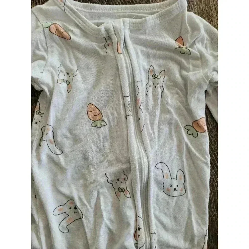 Bamboo Easter bunny baby pajamas pjs size 0-3‎ months #5