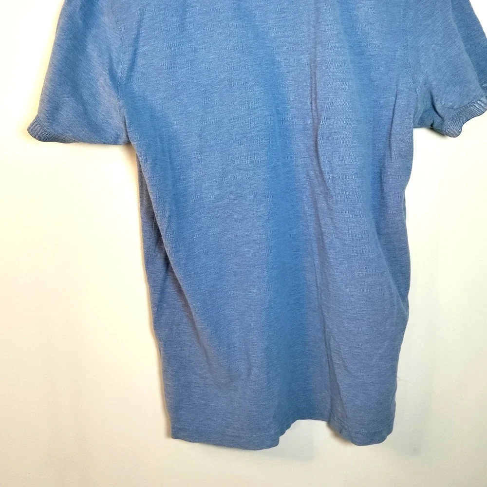 Banana Republic Blue Organic Cotton‎ Pique Short Sleeve Polo Shirt Men L*READ