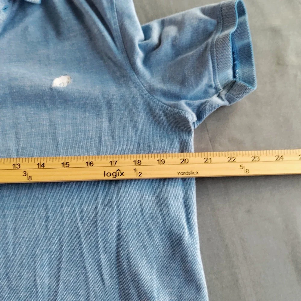 Banana Republic Blue Organic Cotton‎ Pique Short Sleeve Polo Shirt Men L*READ