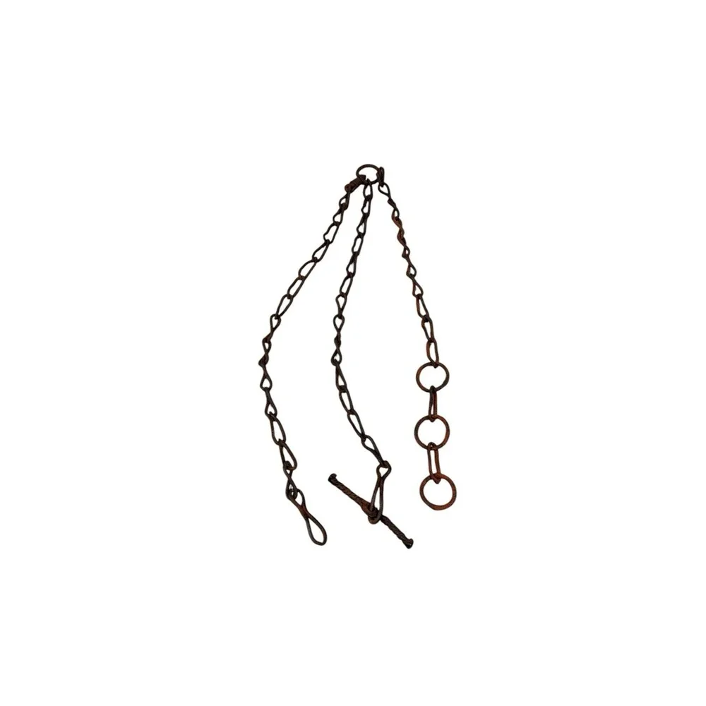 VINTAGE Antique bull or horse 3 piece leader neck chain Rust Primitive