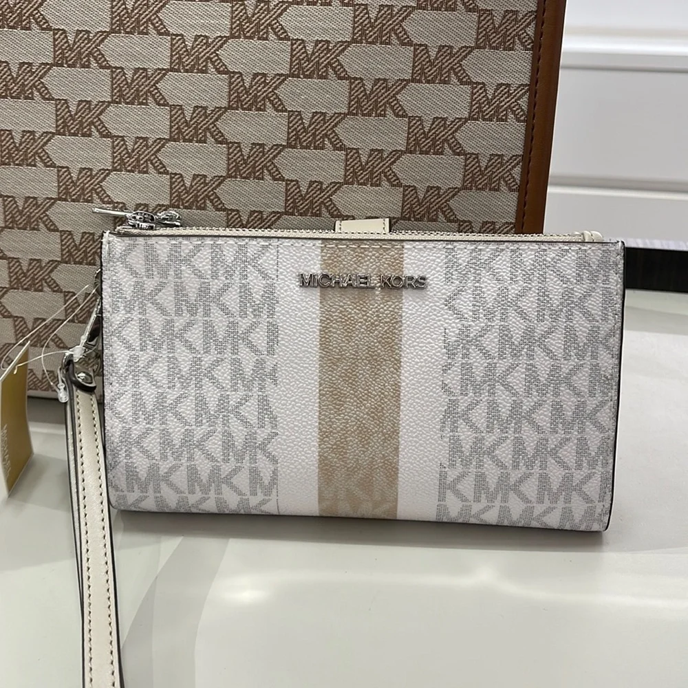 MICHAEL KORS LARGE DOUBLE ZIP WRISTLET wallet, clutch,