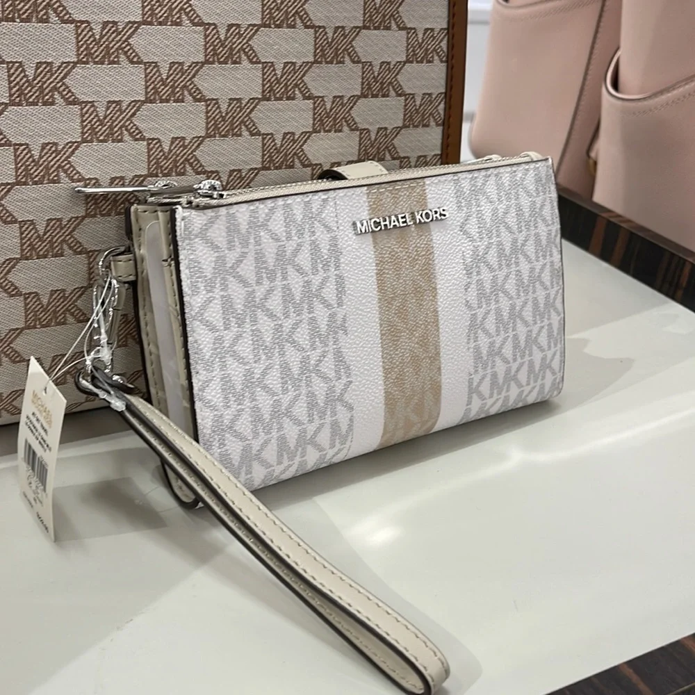 MICHAEL KORS LARGE DOUBLE ZIP WRISTLET wallet, clutch,