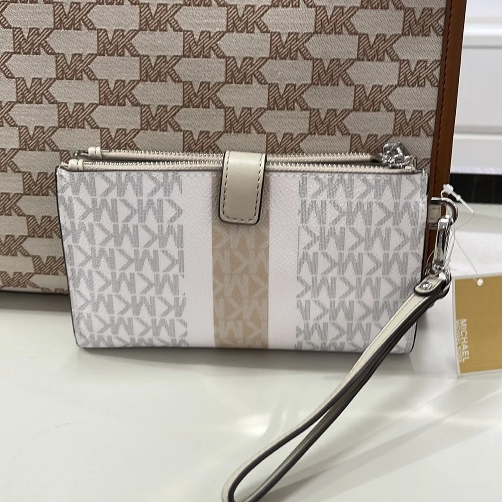 MICHAEL KORS LARGE DOUBLE ZIP WRISTLET wallet, clutch,