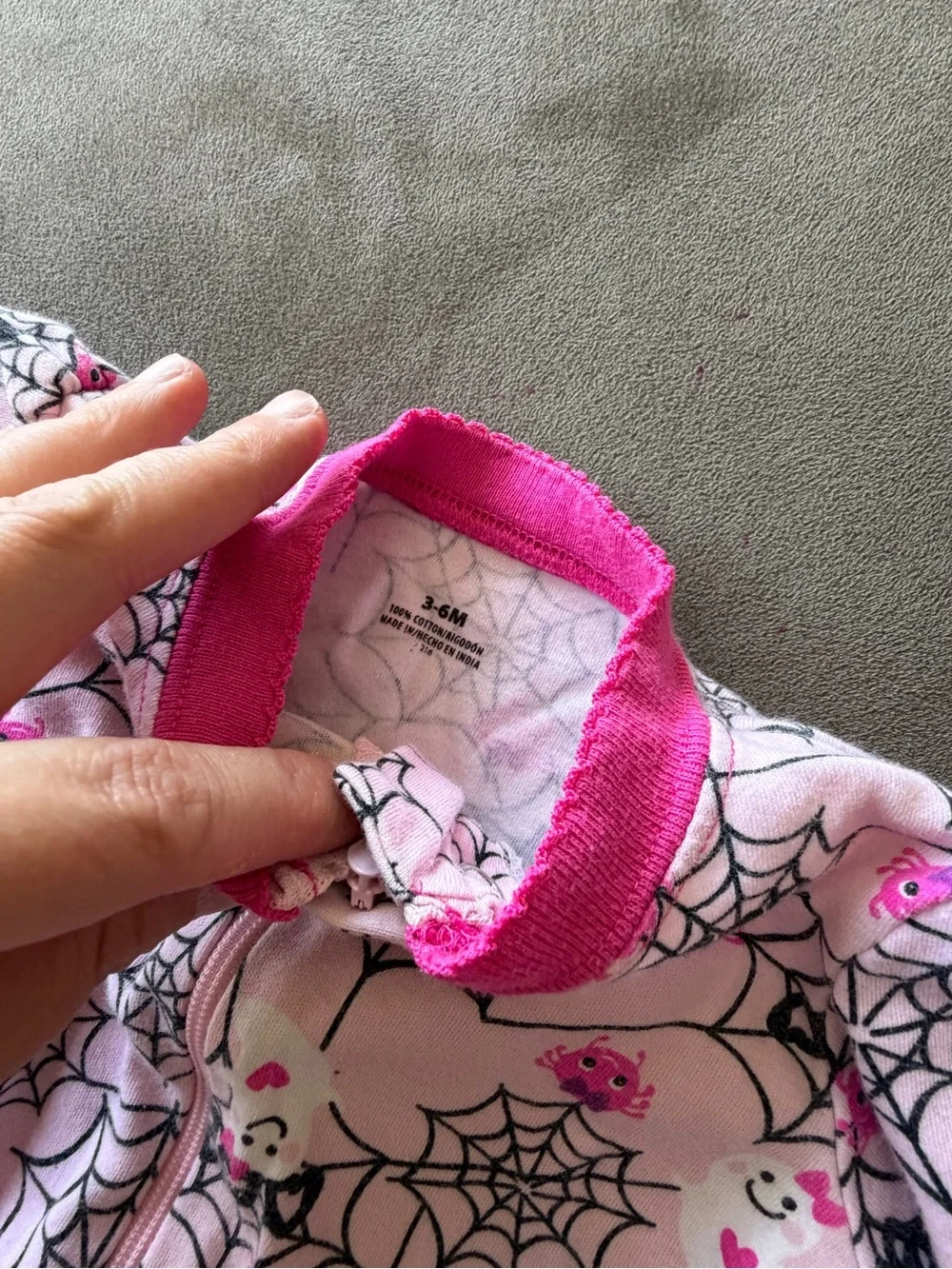 Pink Spiderweb & Ghost Print Kids One-Piece Pajamas Halloween