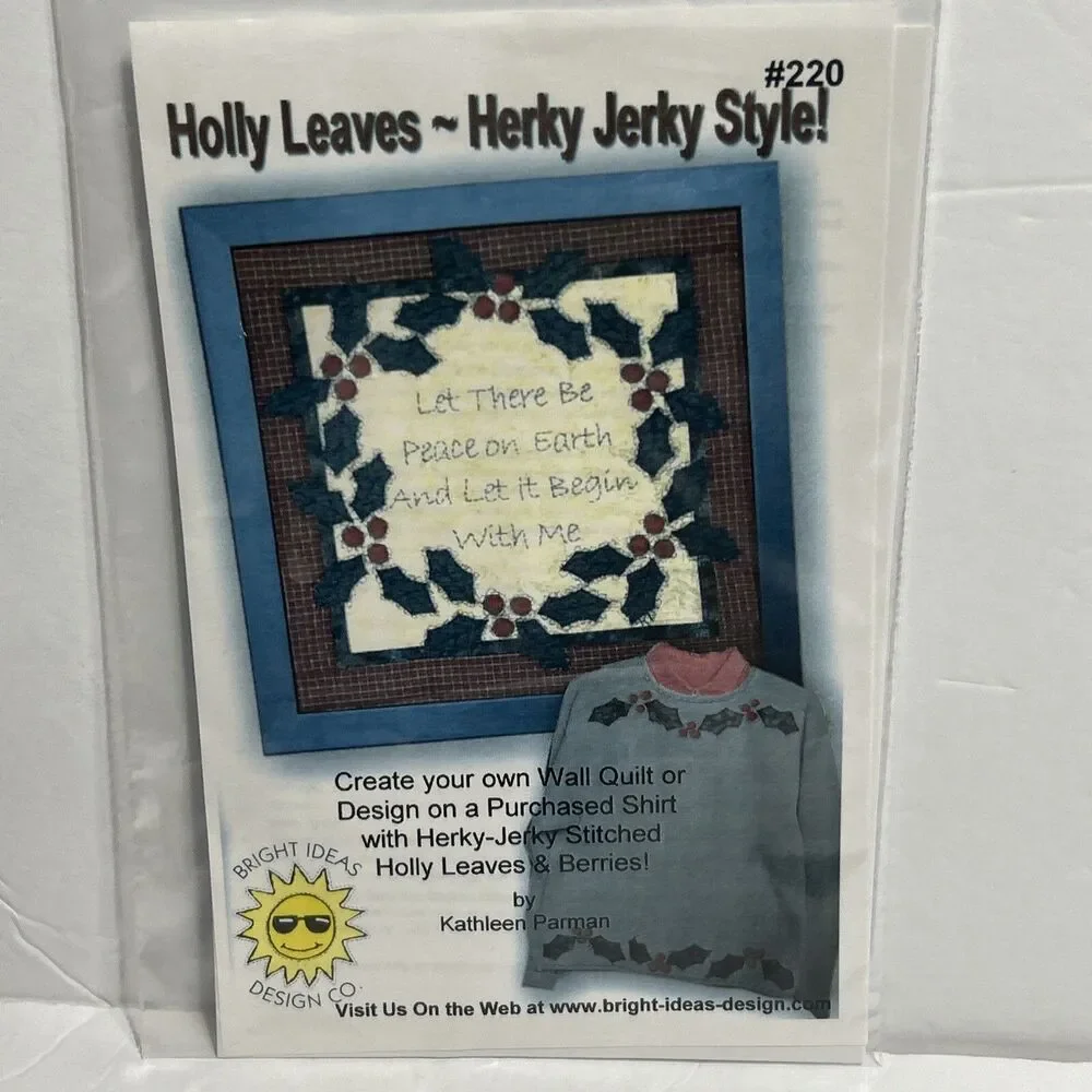Holly Leaves Herky Jerky Style Wall Quilt Sweatshirt NEW Vintage Sewing Pattern