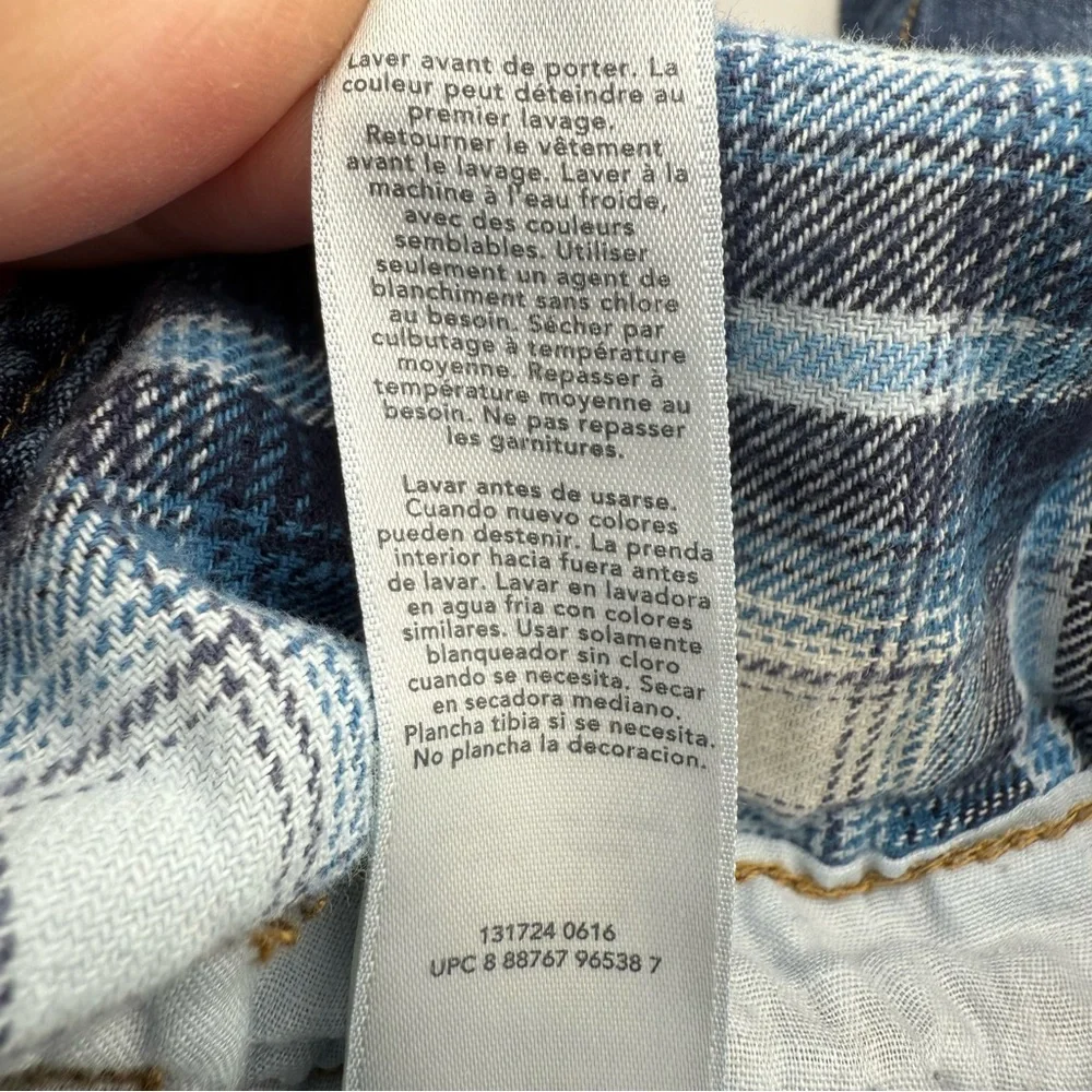 OshKosh B'gosh Blue Denim Overalls, Plaid Flannel Lined Size 9 Mo ADORABLE