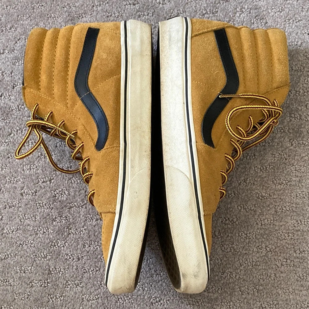 VANS tan suede high-top sneakers, M 9.5/ W 11.