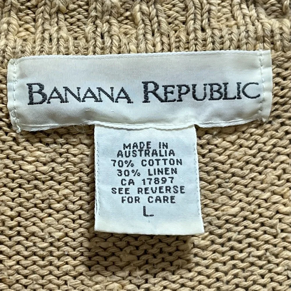 Banana Republic Sweater Men's‎ Large Beige Dad 1/4 Zip Long Sleeves Pullover