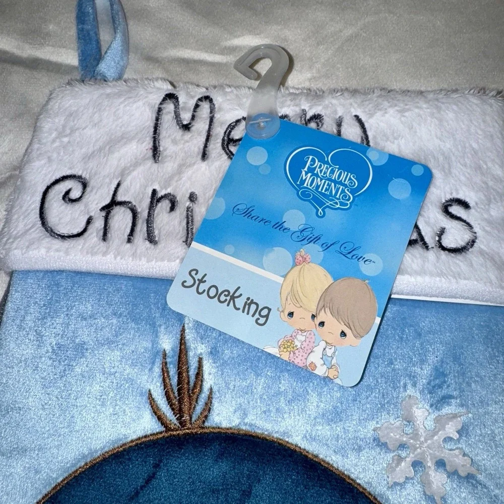 Precious Moments‎ Penguin Merry Christmas Stocking Blue White 2016 19