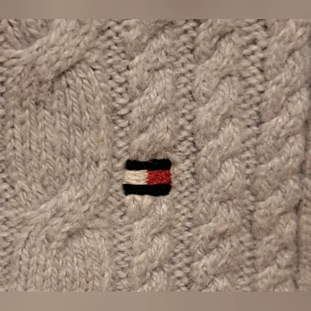 EUC Y2K Tommy Hilfiger Grey Alpaca Knit Neutral Casual Boho Prep Scarf Wrap