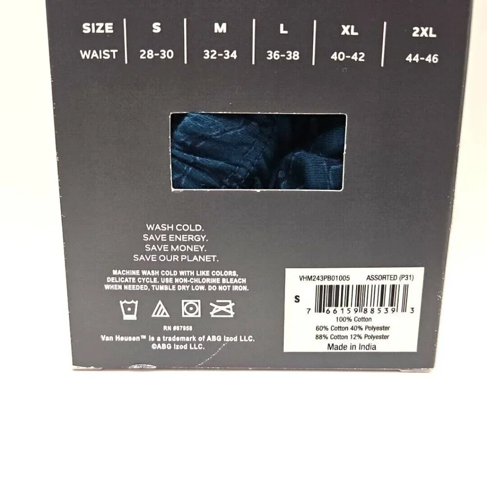 5 Pack Van Heusen Underwear Low Rise Briefs S 28-30  Multicolor Green & Blue NWT
