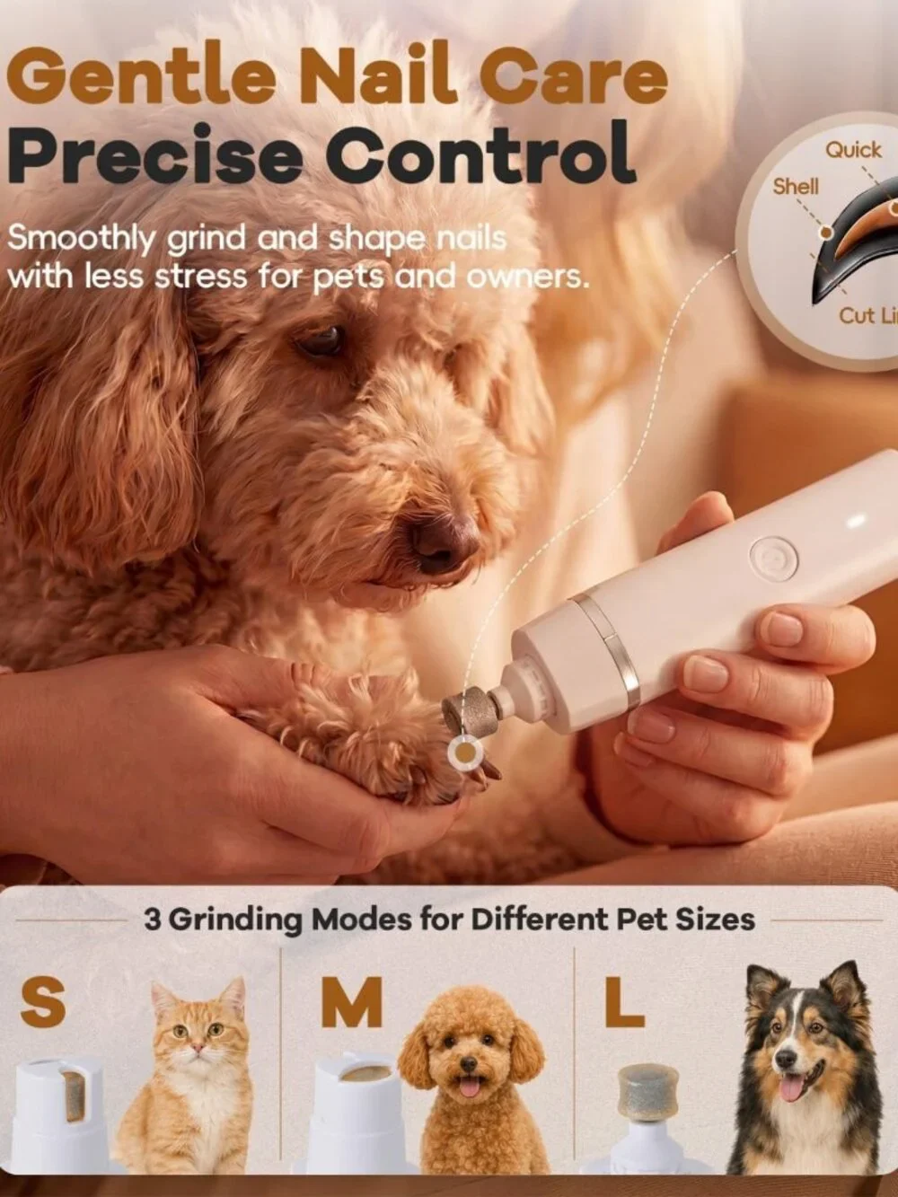 Rechargeable Low Noise Dog Clippers & Grooming Kit - Cordless Pet Hair Trimmer