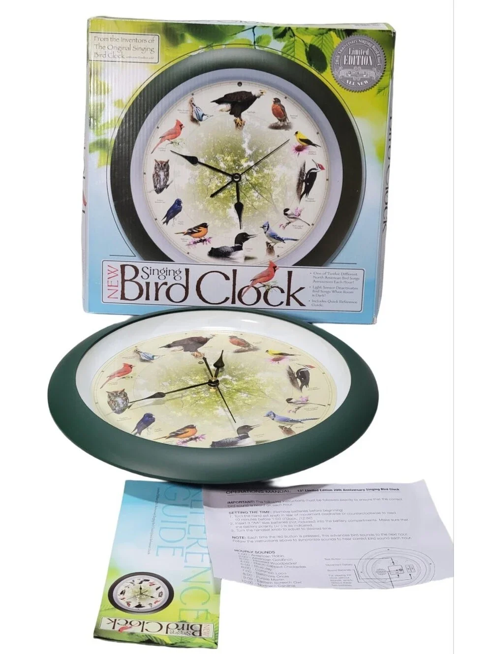 13 Inch Bird Song Wall Clock - Limited 20th Anniversary Model, Auto Dimmable