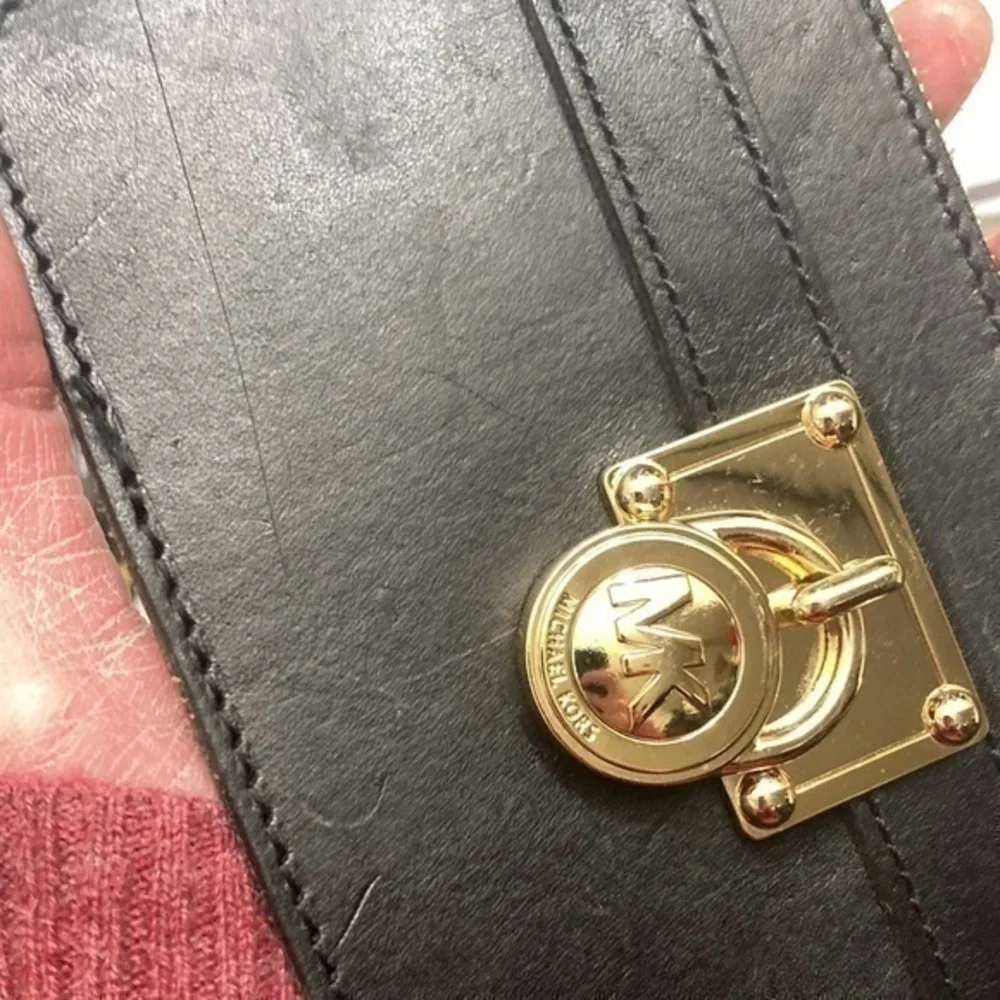 Michael kors black leather Hamilton lock belt bag