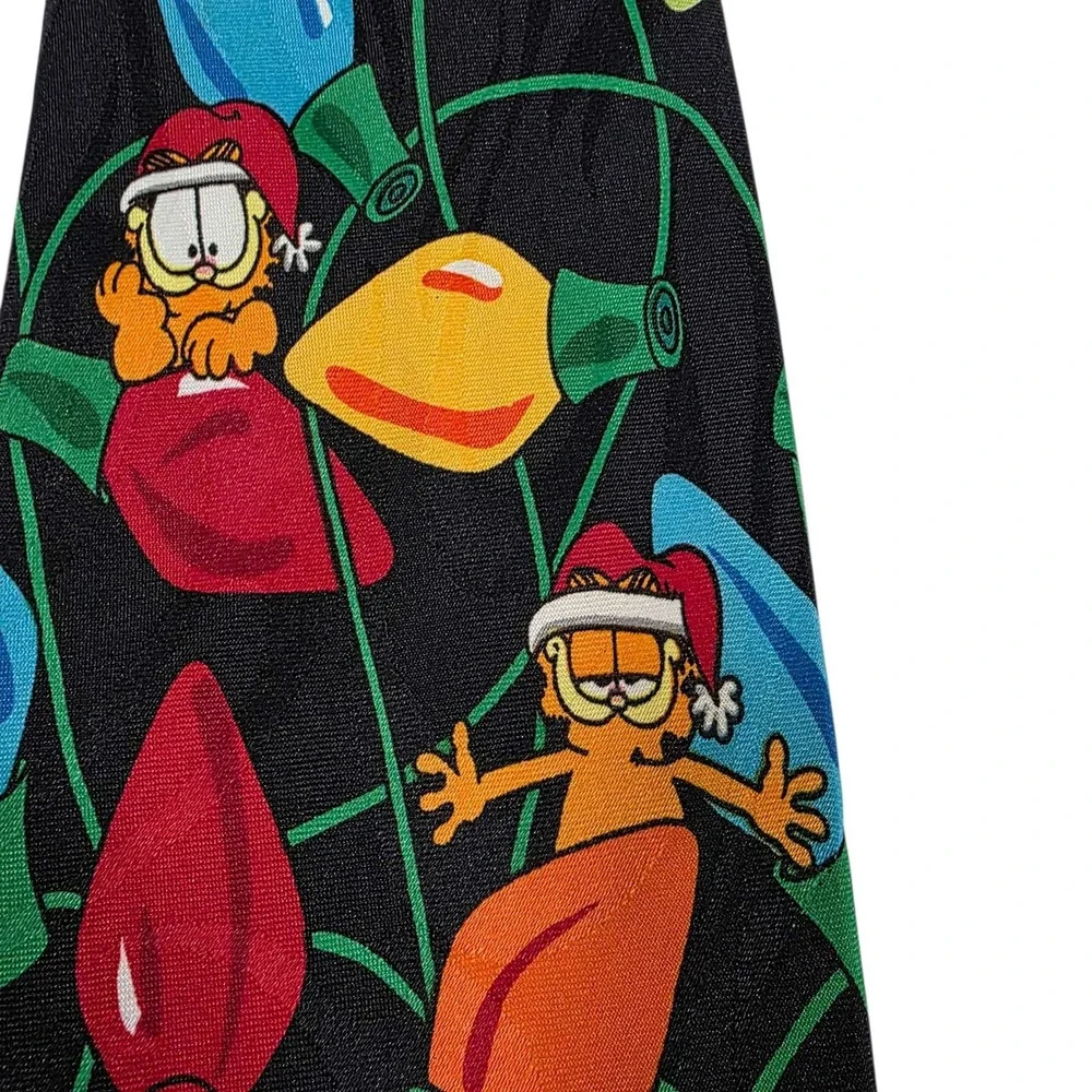 PAWS ADDICTION Garfield Christmas Lights Neck Tie 100% Polyester Holiday‎ Black