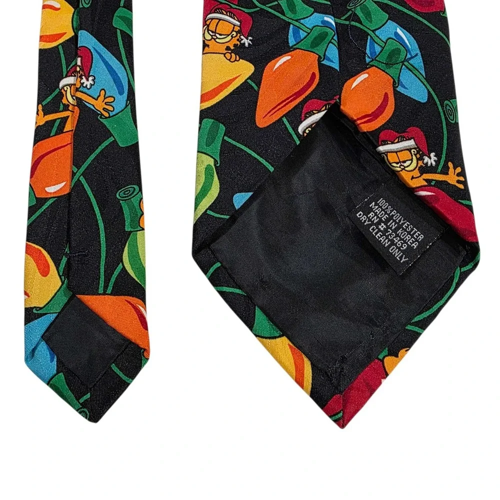 PAWS ADDICTION Garfield Christmas Lights Neck Tie 100% Polyester Holiday‎ Black