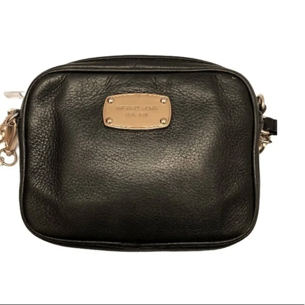 Michael kors mini black leather crossbody bag