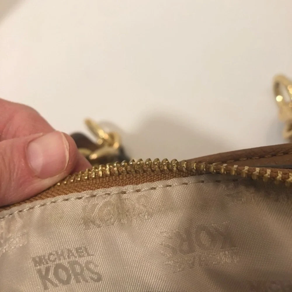 Michael kors brown leather triple compartment bag