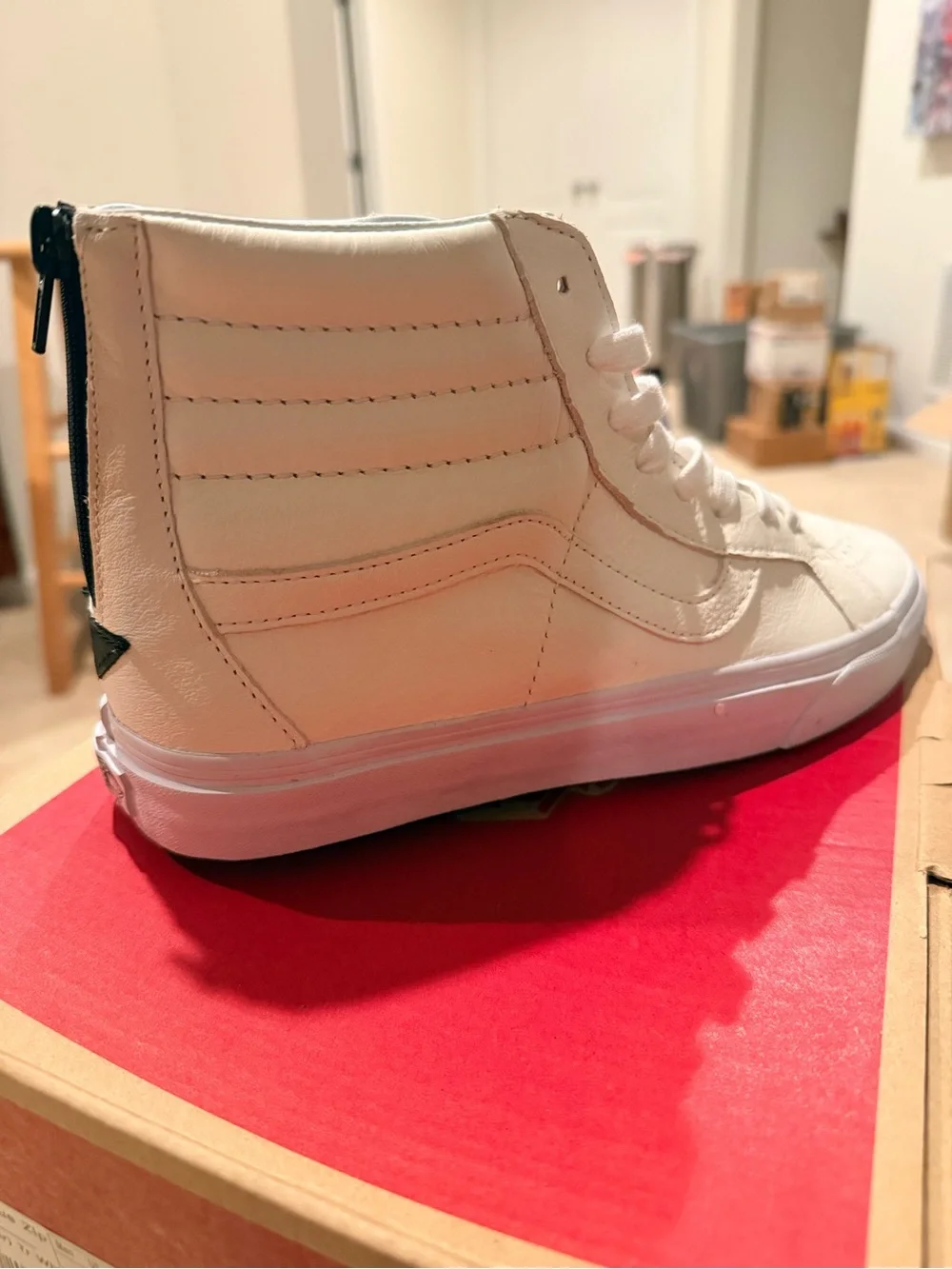 Vans White High-Top Leather Skate Shoe