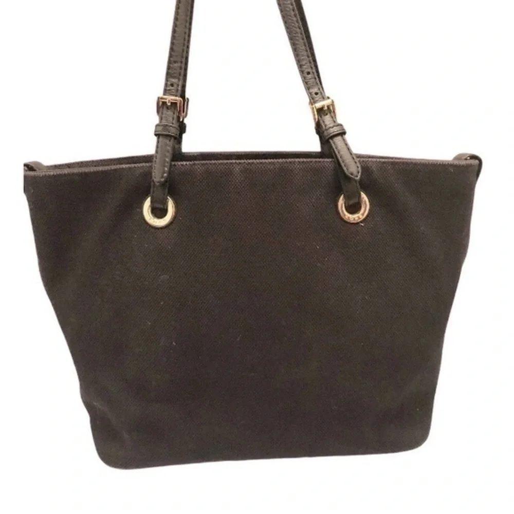 Michael kors black canvas tote bag