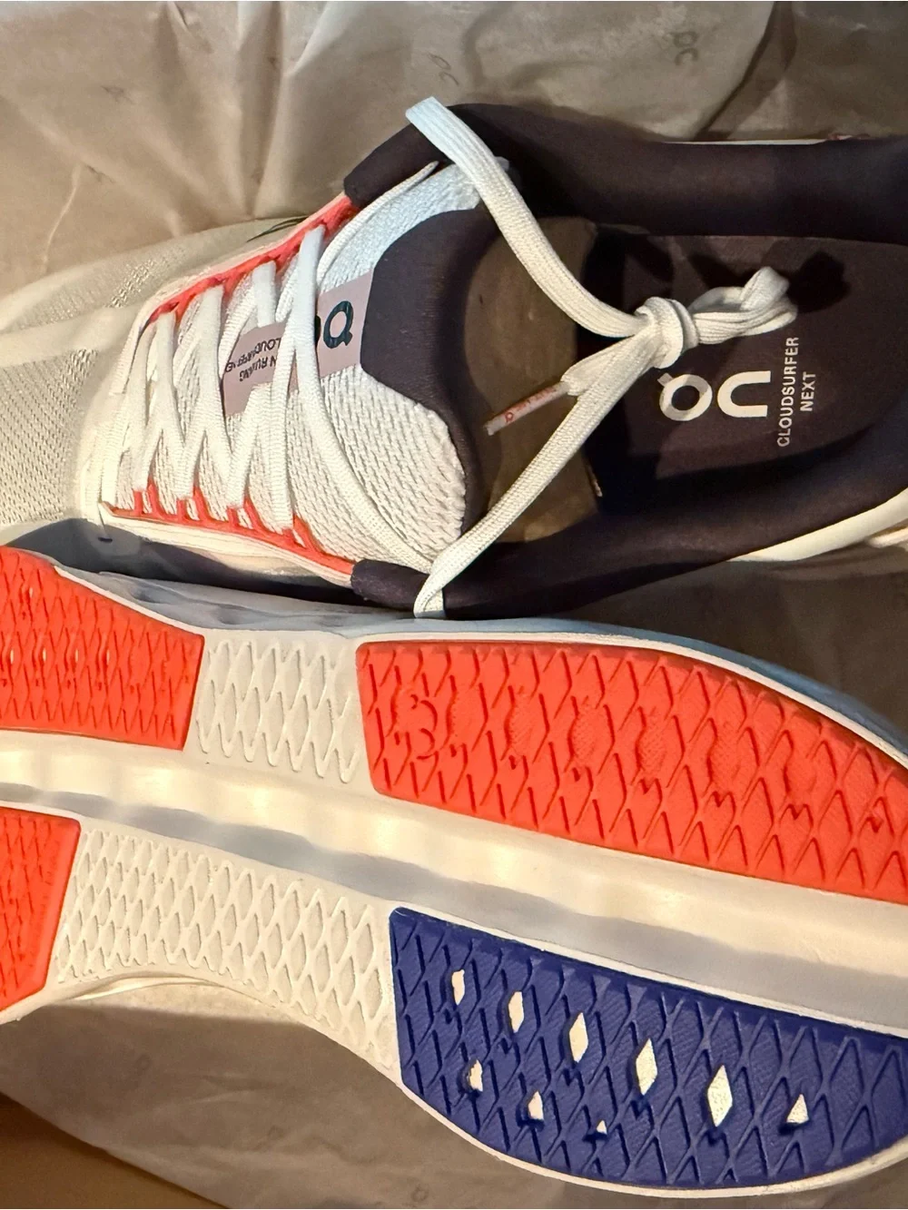 On Running Men’s Cloudnova Athletic Shoes — White with Coral Accent