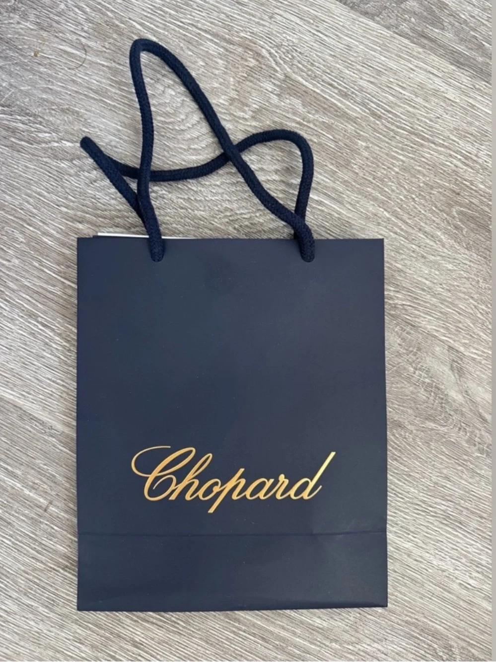 Chopard Luxury Boutique Shopping Gift Bag Navy Gold Logo Authentic Paper Medium