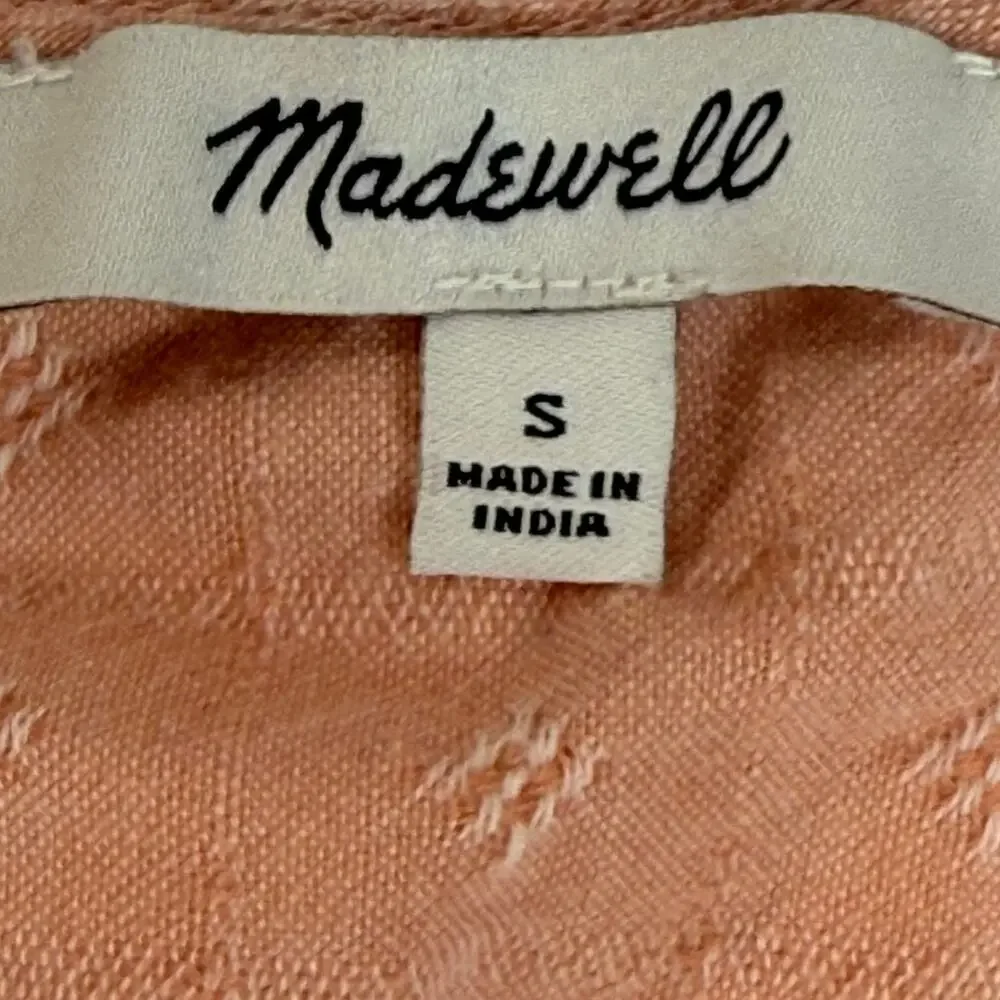 Madewell Women's Small Peach Peplum Blouse Shirt Cotton Wrap V-Neck