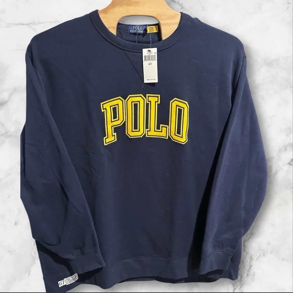 Polo Ralph Lauren Mens Crewneck Sweatshirt 4XLT Polo‎ Spell Out Navy